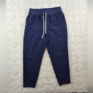 FIGS Womens Scrub Pants MEDIUM Petite Navy Blue Pockets Drawstring Straight Leg